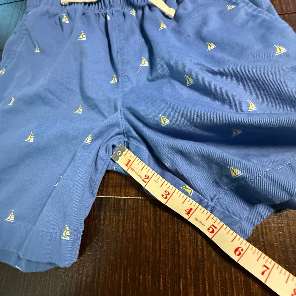 Crewcuts J.Crew Boys‎ Blue Sailboat Embroidered Shorts Size 12 BX35 Nautical